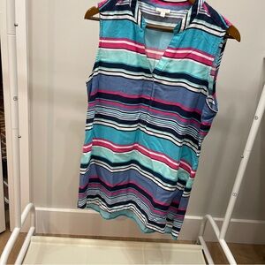 Talbots Striped Sleeveless Top - Blue, Pink, White size M